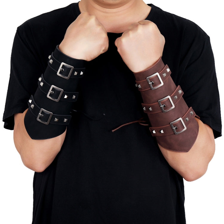 P01994 Men Leather Bracer Personality Punk Riding Arm Guard(Black) - Sports Safety by PMC Jewellery | Online Shopping South Africa | PMC Jewellery