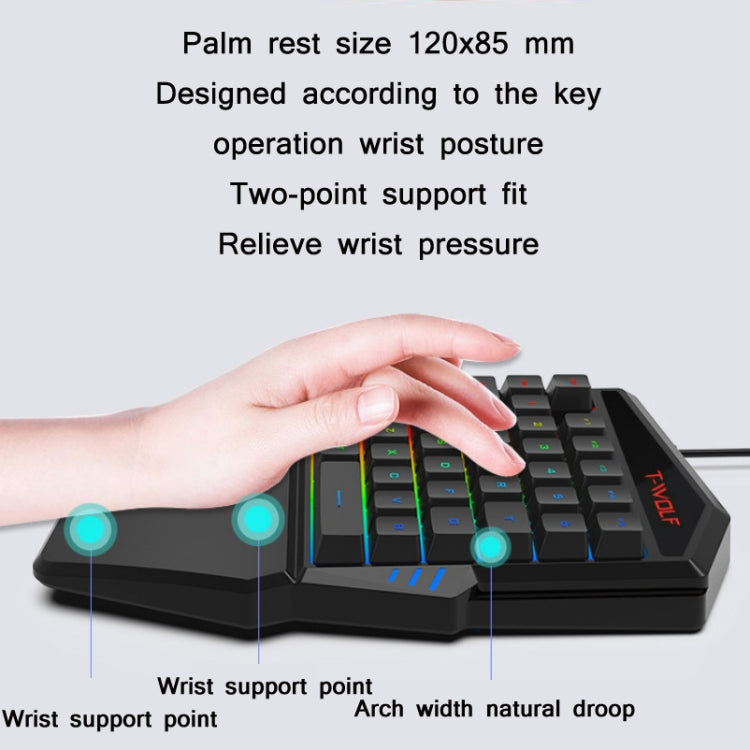 T-WOLF Mobile Gaming One-Handed Keyboard���Specification��� Keyboard + Mouse + Throne - free shipping - PMC TechLife - Order now!