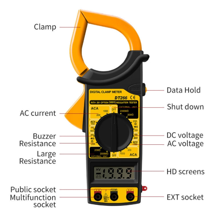 ANENG DT266  Automatic High-Precision Clamp Multimeter with Buzzer(Red) - Digital Multimeter by ANENG | Online Shopping South Africa | PMC TechLife | Buy Now Pay Later Mobicred