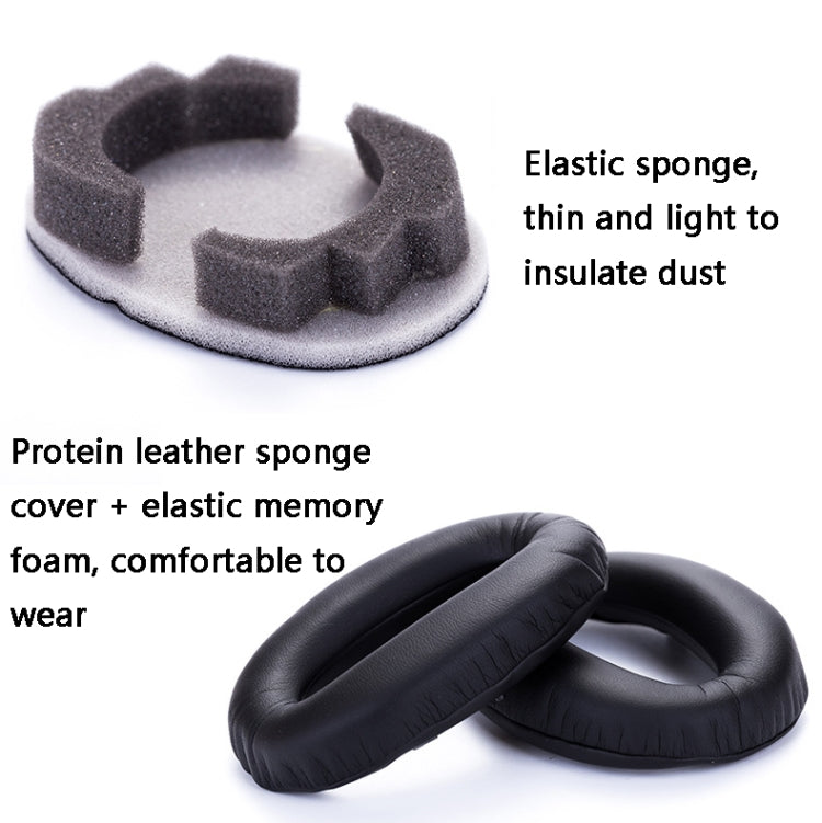 2 PCS Leather Headset Earmuffs for Sony 1000XM4 Black Protein Skin No Snap - Earmuff & Pad by PMC TechLife | Online Shopping South Africa | PMC TechLife