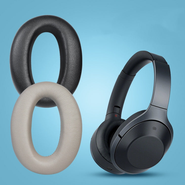 2 PCS Leather Headset Earmuffs for Sony 1000XM4 Champagne Lambskin No Snap - Earmuff & Pad by PMC TechLife | Online Shopping South Africa | PMC TechLife