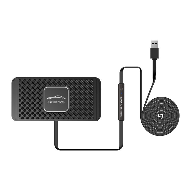 POLMXS C1 15W Car Anti-Skid Mats Wireless Charger With 1m USB Data Cable(Black) - Wireless Charging Pads by POLMXS | Online Shopping South Africa | PMC TechLife | Buy Now Pay Later Mobicred