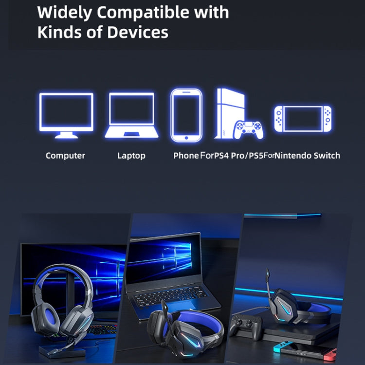 Soyto SY-G20 RGB Dual Streamer Gaming Computer Headset, Style: Lighting Version (Black Blue) - Multimedia Headset by Soyto | Online Shopping South Africa | PMC Jewellery