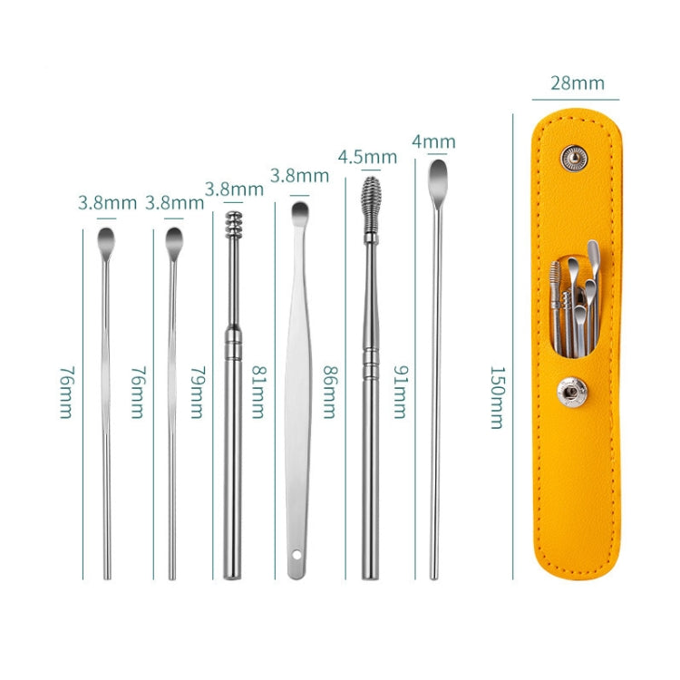 5 Sets 6 In 1 Stainless Steel Spring Spiral Portable Ear Pick, Specification: Pink - Ear Care Tools by PMC TechLife | Online Shopping South Africa | PMC TechLife