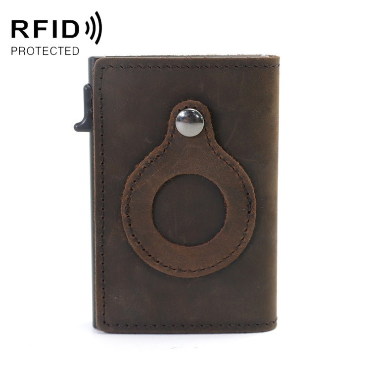 Anti-Theft Positioning Wallet Men Card Holder Mini Wallets For Airtag(Cowhide Brown) - Wallet Series by PMC TechLife | Online Shopping South Africa | PMC TechLife