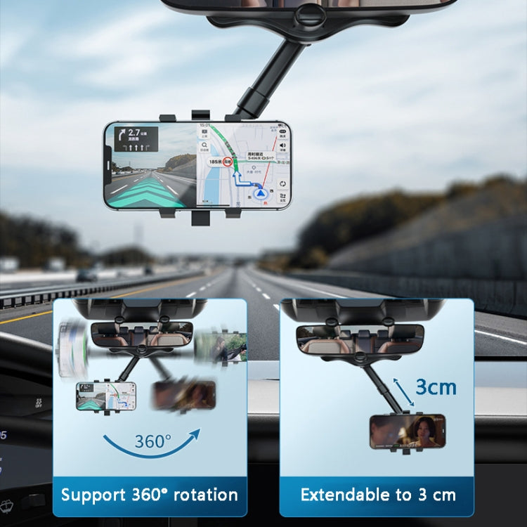 ZJ099 360 Degree Rotating Car Rearview Mirror Phone Holder(Classic Black) - Car Holders by PMC TechLife | Online Shopping South Africa | PMC TechLife