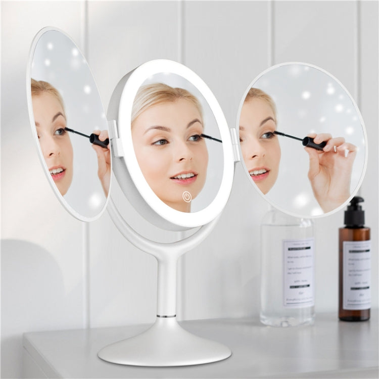 LED Desktop Folding Three-Faceted Makeup Mirror(HZJ-001) - Mirror by PMC Jewellery | Online Shopping South Africa | PMC Jewellery