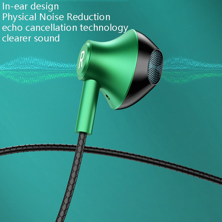 TS6800 3.5mm Metal Elbow Noise Cancelling Wired Game Earphone(Green) - Normal Style Earphone by PMC Jewellery | Online Shopping South Africa | PMC Jewellery