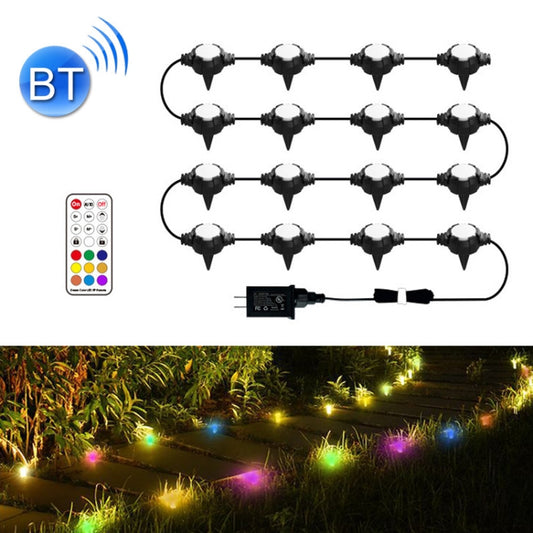 F16C 16 LEDs RGB Bluetooth String Lights Outdoor Waterproof Buried Lamp, US Plug(Black) - Holiday Lights by PMC Jewellery | Online Shopping South Africa | PMC Jewellery