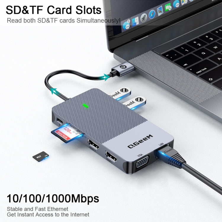 QGeeM 11 In 1 Multifunctional Type-C Extension HUB Adapter(  QG-D3908) - USB HUB by QGeeM | Online Shopping South Africa | PMC TechLife | Buy Now Pay Later Mobicred