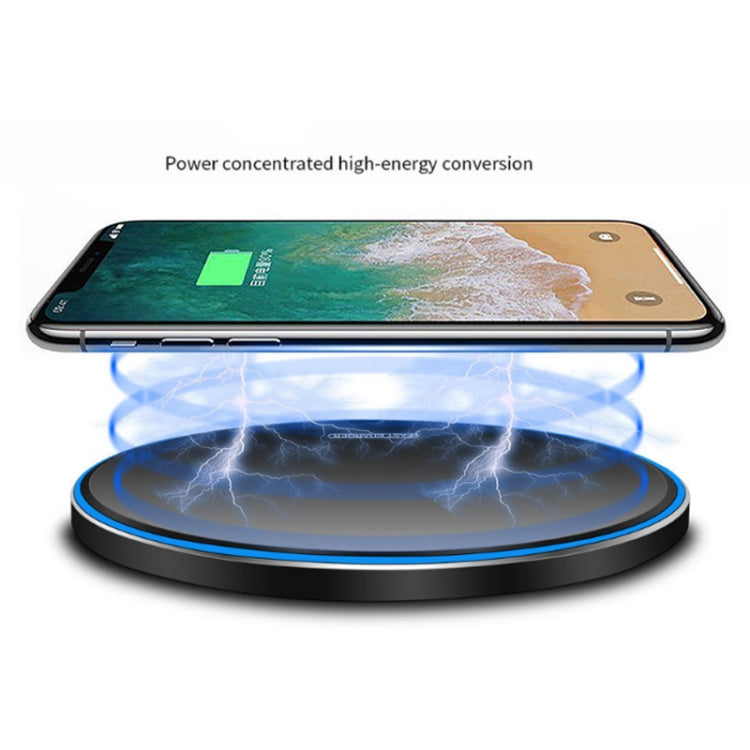 15W Metal Round Wireless Charger Smart Fast Charge(Black + Black Surface) - Wireless Charger by PMC Jewellery | Online Shopping South Africa | PMC Jewellery