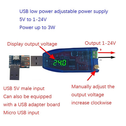 5V To 1-24V DC-DC USB Adjustable Power Supply Regulator Module, Color Random Delivery - Other Accessories by PMC Jewellery | Online Shopping South Africa | PMC Jewellery