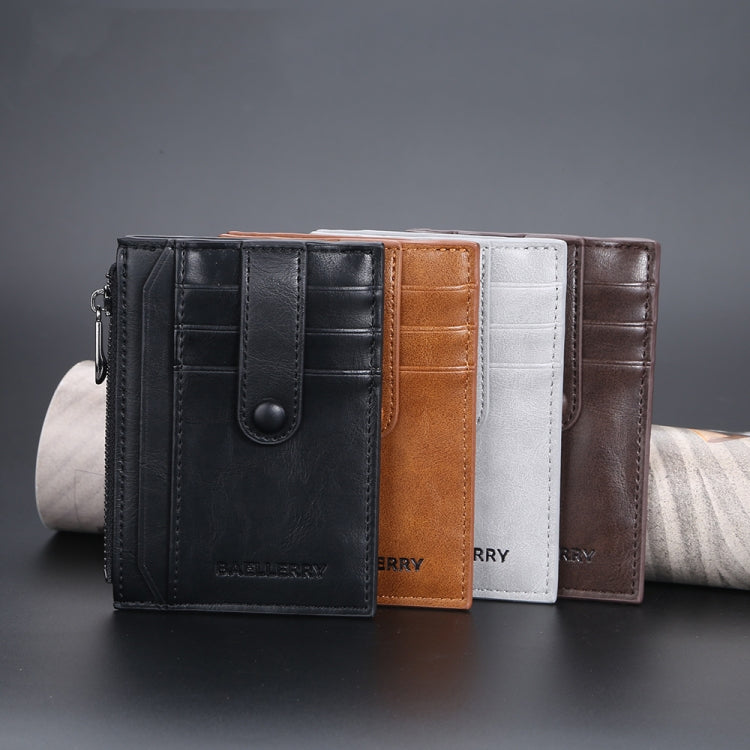 BAELLERRY  K9149  Multi-Card Buckle Zip Coin Pocket Thin Card Holder(Coffee) - Card & Passport Bags by BAELLERRY | Online Shopping South Africa | PMC Jewellery | Buy Now Pay Later Mobicred