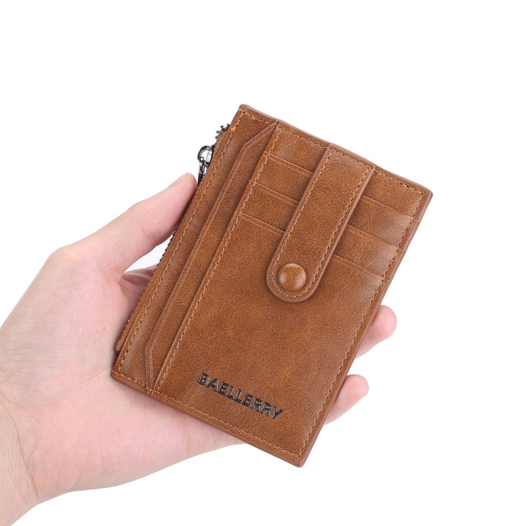 BAELLERRY  K9149  Multi-Card Buckle Zip Coin Pocket Thin Card Holder(Coffee) - Card & Passport Bags by BAELLERRY | Online Shopping South Africa | PMC Jewellery | Buy Now Pay Later Mobicred