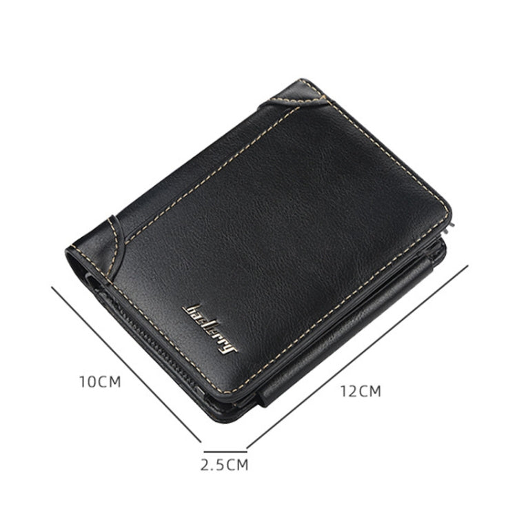 Baellerry D9159 Men Short Tri-Fold Zip Coin Purse Thin Card Holder(Coffee) - Wallets by Baellerry | Online Shopping South Africa | PMC Jewellery