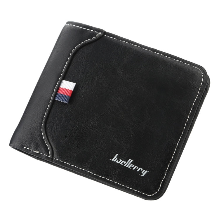 Baellerry Short Wallet Tri-fold Horizontal Coin Purse For Men(Black) - Wallets by Baellerry | Online Shopping South Africa | PMC Jewellery | Buy Now Pay Later Mobicred