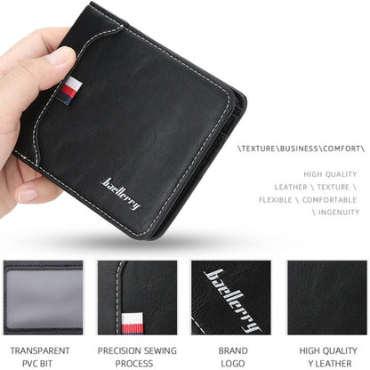 Baellerry Short Wallet Tri-fold Horizontal Coin Purse For Men(Dark Coffee) - Wallets by Baellerry | Online Shopping South Africa | PMC Jewellery | Buy Now Pay Later Mobicred