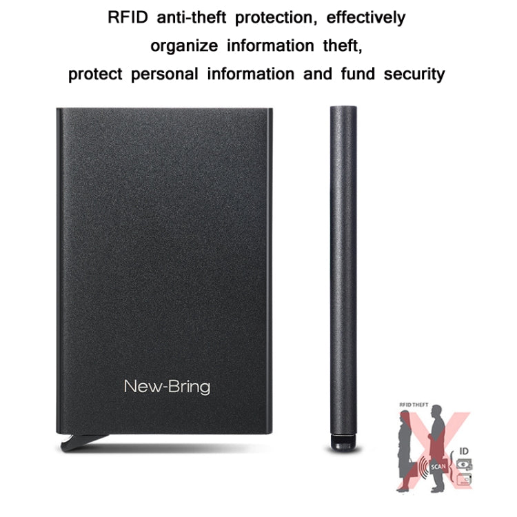 NEWBRING Metal Wallet Automatic Pop-up Anti-degaussing Card Holder, Colour: Gray With Back Stickers - free shipping - PMC TechLife - Order now!