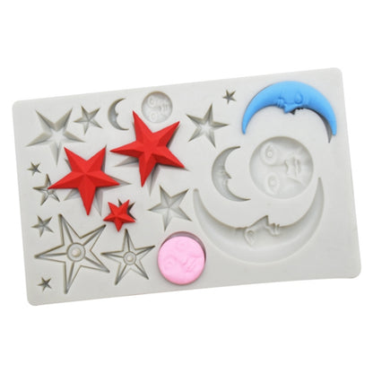 Star Moon Face Chocolate Clay DIY Silicone Mold(Gray) - Arts & Crafts by PMC Jewellery | Online Shopping South Africa | PMC Jewellery