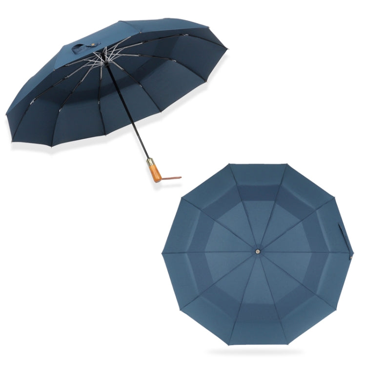 PARACHASE Ten-bone Double-layer Large Windproof Business Automatic Folding Umbrella(Navy) - Umbrellas by PARACHASE | Online Shopping South Africa | PMC Jewellery | Buy Now Pay Later Mobicred