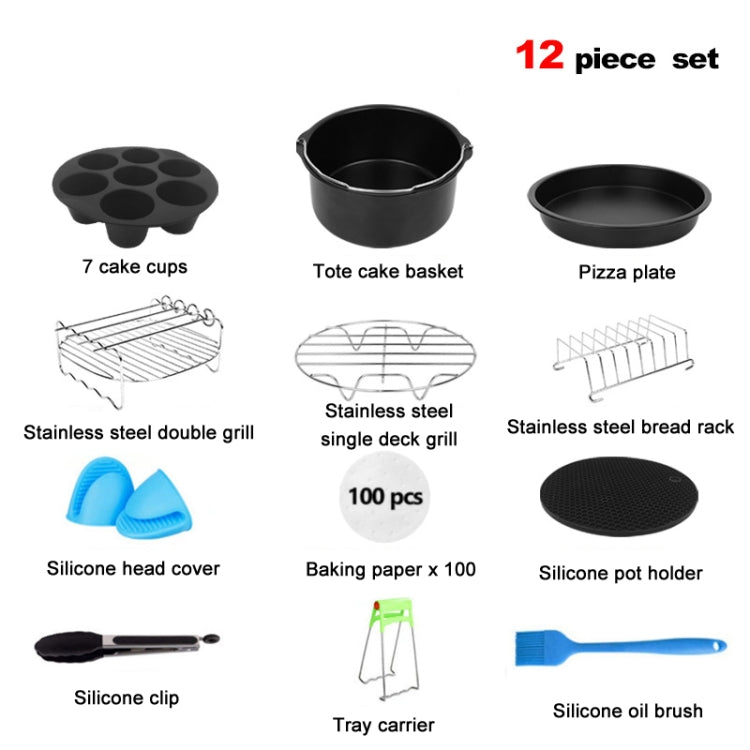 12 PCS/Set 7 Inch Air Fryer Baking Accessories Stainless Steel Set - Kitchen Machine Accessories & Parts by PMC TechLife | Online Shopping South Africa | PMC TechLife