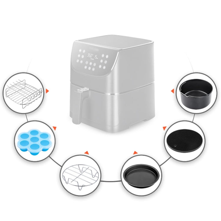 6 PCS/Set 7 inch Air Fryer Baking Accessories Stainless Steel Set - Kitchen Machine Accessories & Parts by PMC TechLife | Online Shopping South Africa | PMC TechLife