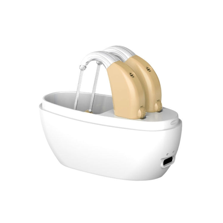 Elderly Use Can Charge Sound Amplifier Hearing Aid, Specification: EU Plug(Skin Color Double Machine+White Charging Bin) - Hearing Aids by PMC TechLife | Online Shopping South Africa | PMC TechLife