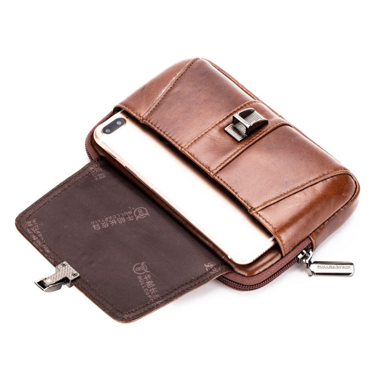 BULL CAPTAIN Multifunctional Leather Mobile Phone Small Waist Bag For Men(Vertical Brown) - Wallets by BULL CAPTAIN | Online Shopping South Africa | PMC Jewellery | Buy Now Pay Later Mobicred