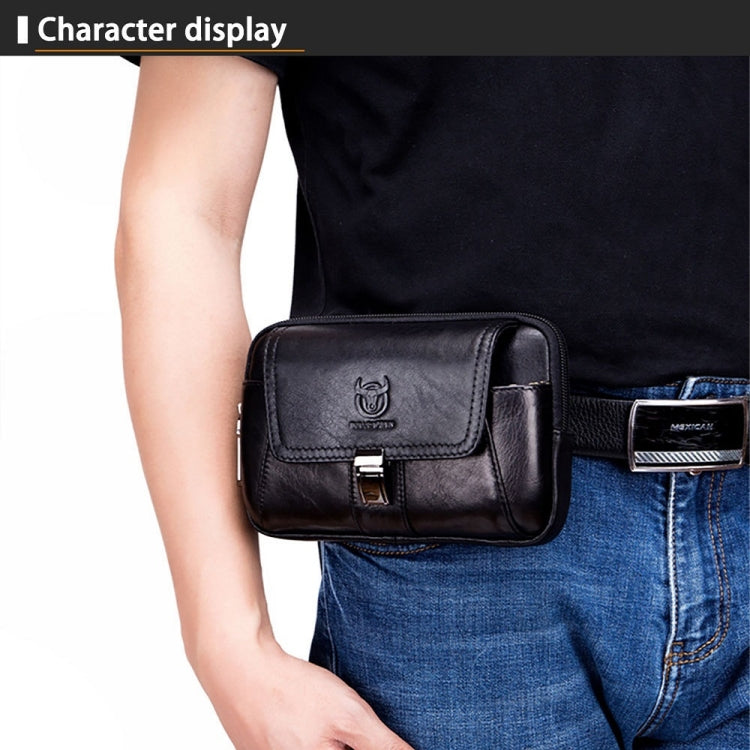 BULL CAPTAIN Multifunctional Leather Mobile Phone Small Waist Bag For Men(Horizontal Brown) - free shipping - PMC TechLife - Order now!