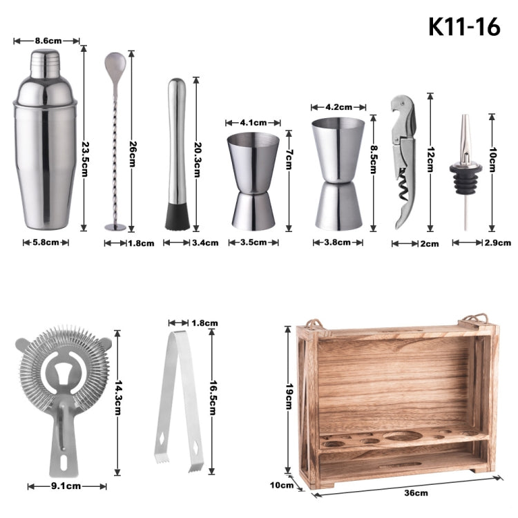 10 In 1 Stainless Steel Bartending Set(K11-16) - Bartending Tools by PMC TechLife | Online Shopping South Africa | PMC TechLife