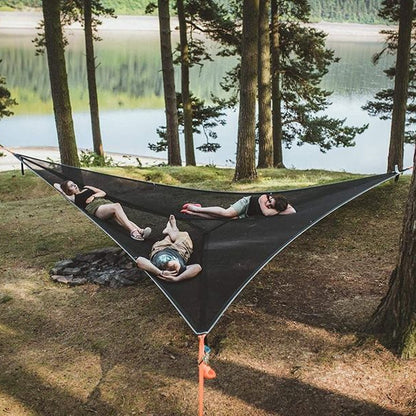 Aerial Multiplayer Triangle Hammock Folding Mesh Hammock Tree Tent,Size:  400x400x400cm Black - Hammocks by PMC Jewellery | Online Shopping South Africa | PMC Jewellery