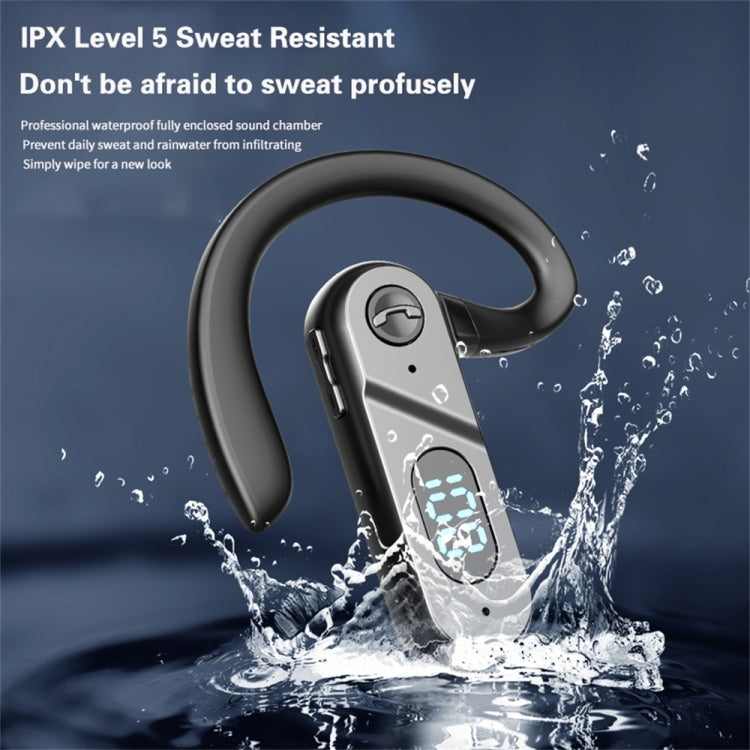 V28 Bluetooth Headset Hanging Ear Digital Display Single Ear Voice Control Earphone(Black) - Bluetooth Earphone by PMC Jewellery | Online Shopping South Africa | PMC Jewellery