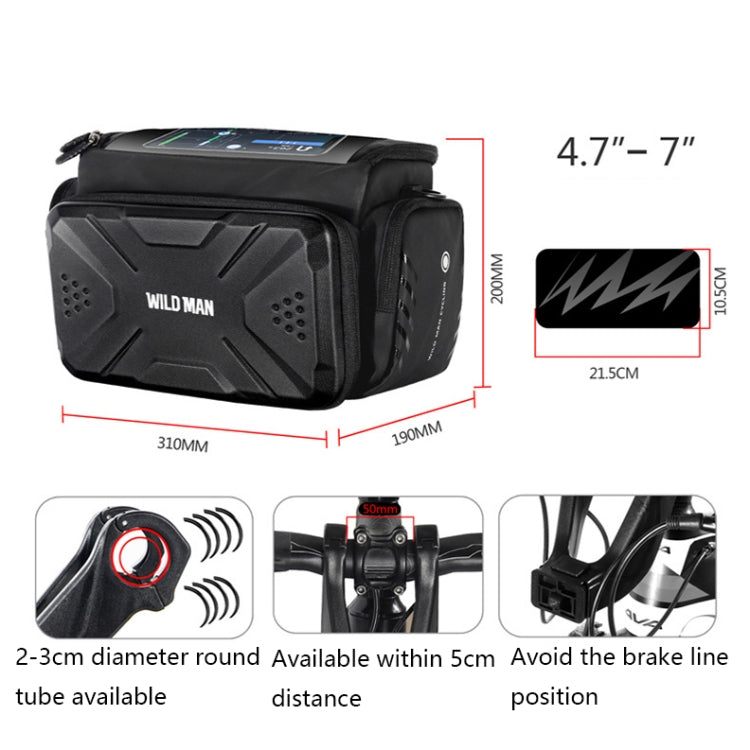 WILD MAN GS6 4L Outdoor Cycling Waterproof Bicycle Bag(Black) - Bicycle Bags by WILD MAN | Online Shopping South Africa | PMC Jewellery