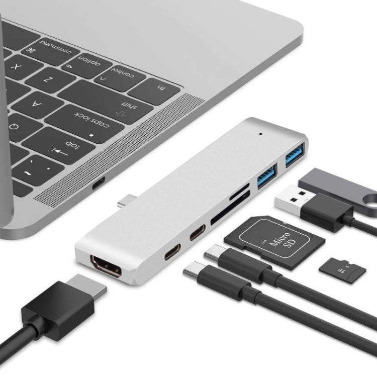TYPE-C To 4K HDMI HUB Docking Station TF/SD Card Reader For MacBook Pro(Silver) - USB HUB by PMC Jewellery | Online Shopping South Africa | PMC Jewellery