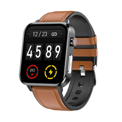 LOANIY E86 1.7 Inch Heart Rate Monitoring Smart Bluetooth Watch, Color: Brown Leather - Smart Watches by LOANIY | Online Shopping South Africa | PMC Jewellery | Buy Now Pay Later Mobicred