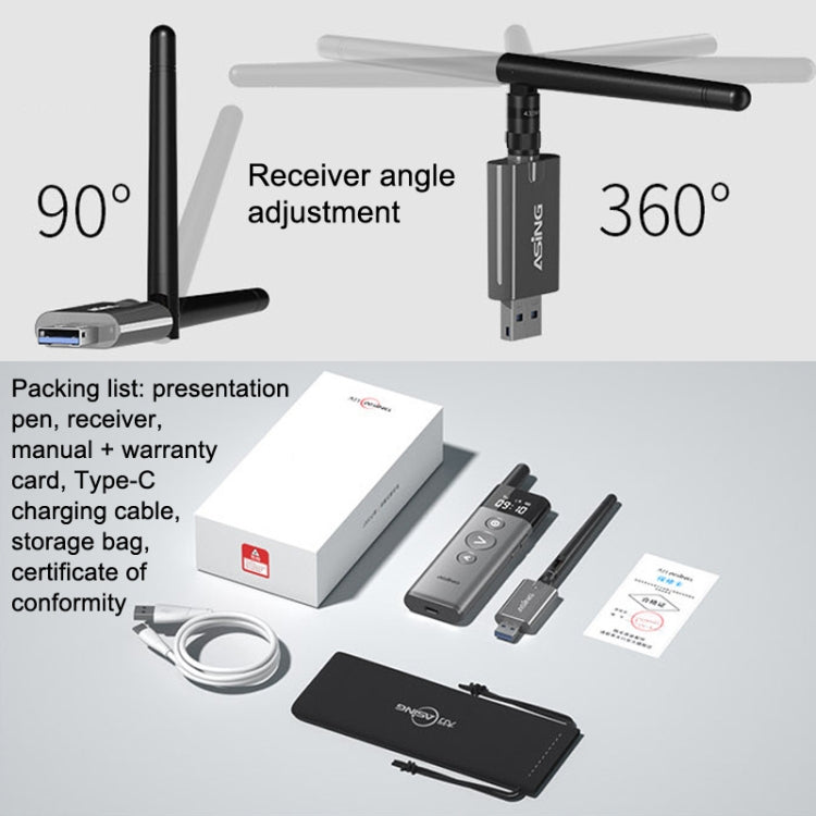 ASiNG A10 Green Light PPT Page Turning Pen Remote Control Presentation Pen, Capacity: 32G (Gray) - free shipping - PMC TechLife - Order now!