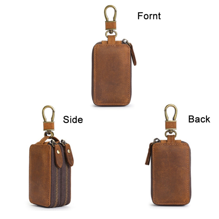 TP-9032 First Layer Cowhide Multifunctional Double Zipper Car Key Case(Brown) - Car Key Cases by PMC TechLife | Online Shopping South Africa | PMC TechLife | Buy Now Pay Later Mobicred