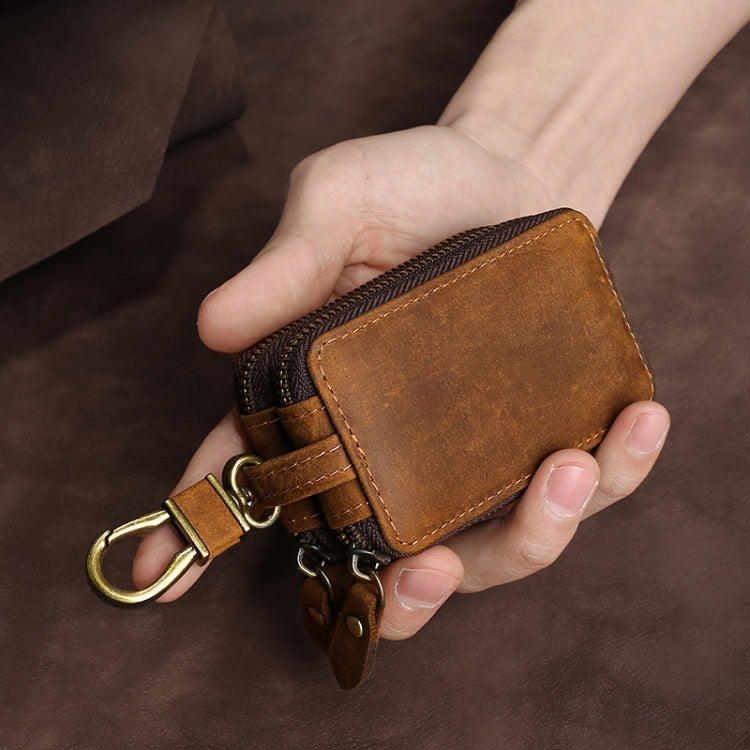 TP-9032 First Layer Cowhide Multifunctional Double Zipper Car Key Case(Brown) - Car Key Cases by PMC TechLife | Online Shopping South Africa | PMC TechLife | Buy Now Pay Later Mobicred
