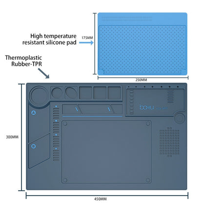 BAKU BA-695  2 in 1 TPR+Silicone Computer Phone Repair Desk Mat Heat Resistant Insulation Mat - Working Mat by BAKU | Online Shopping South Africa | PMC Jewellery | Buy Now Pay Later Mobicred