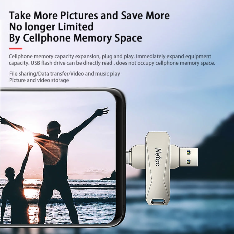 Netac U782C Type-C Dual Interface High-Speed Metal Computer USB Flash Drive, Capacity: 64GB - USB Flash Drives by Netac | Online Shopping South Africa | PMC TechLife | Buy Now Pay Later Mobicred