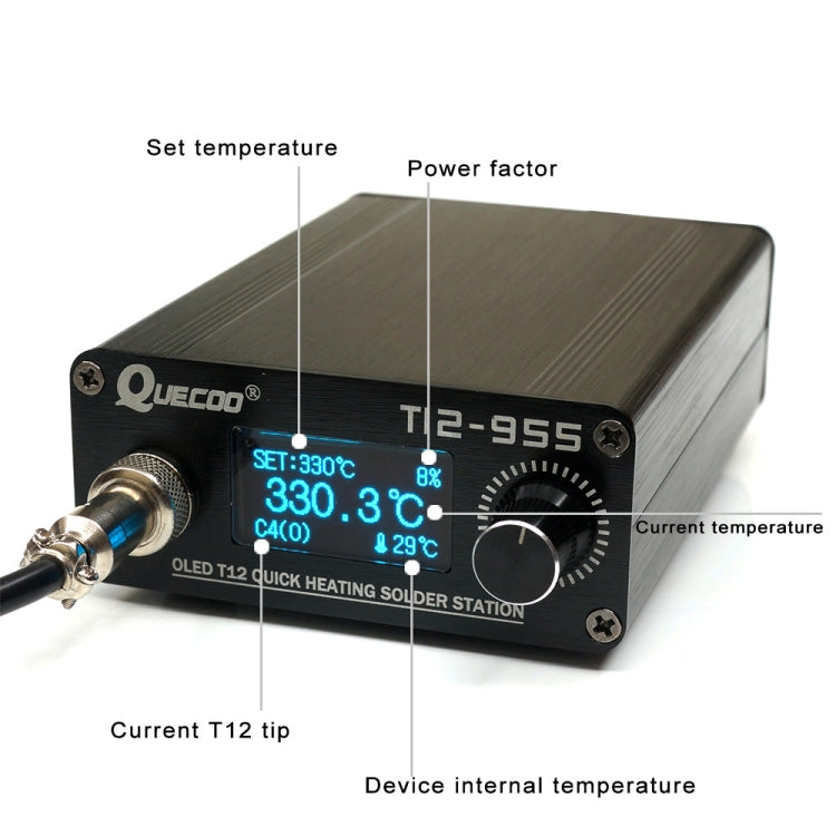 QUECOO 1.3-inch Screen Constant Temperature Soldering Iron, Set: EU Plug (955+M8) - free shipping - PMC TechLife - Order now!