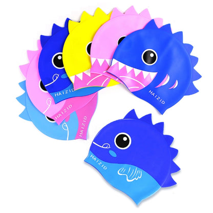HAIZID 2 PCS Cute Cartoon Waterproof Silicone Children Swimming Cap(Shark Tooth Blue) - Swimming Caps by HAIZID | Online Shopping South Africa | PMC Jewellery