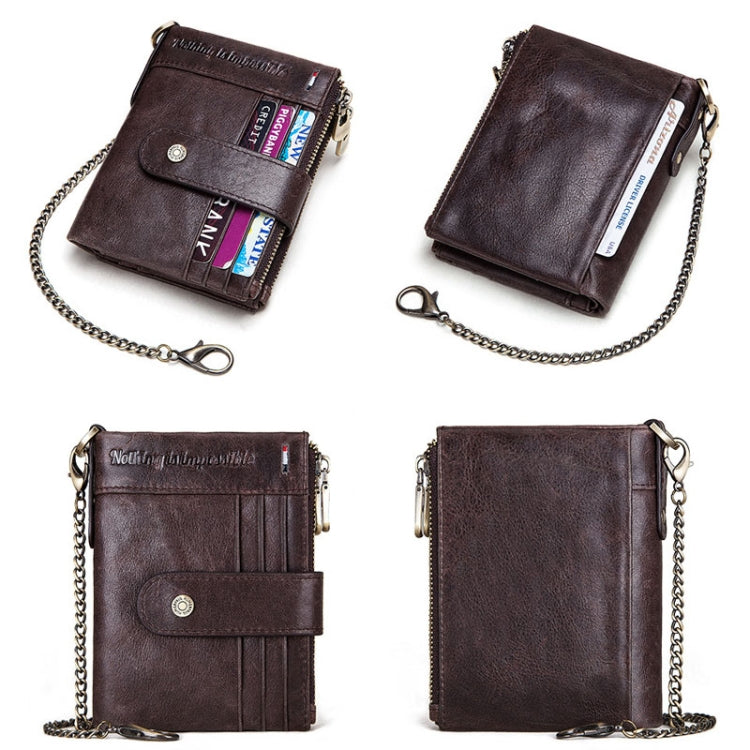 HUMERPAUL BP896 RFID Anti-Theft Brush Dual Zipper Leather Wallet Multi-Card Men Purse(Brown) - Antimagnetic RFID Package by HUMERPAUL | Online Shopping South Africa | PMC Jewellery | Buy Now Pay Later Mobicred