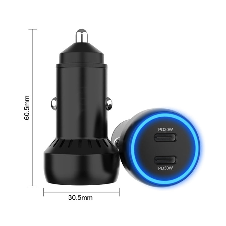 IBD352 Aluminum Alloy Dual Interface Car Charger, Spec: PD30W+PD30W - Car Charger by PMC TechLife | Online Shopping South Africa | PMC TechLife