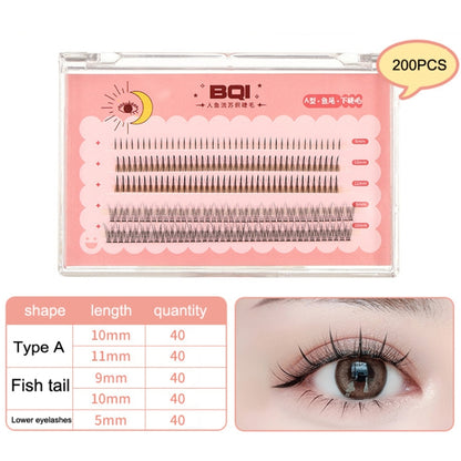 BQI B7229 Lightweight Natural Curling Three-dimensional Slim False Eyelashes, Style: Type A+Fishtail+Undercib (200PCS) - Eyes by BQI | Online Shopping South Africa | PMC Jewellery