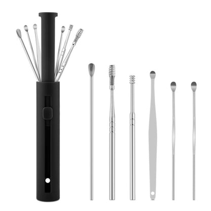 2 Packs Push-Pull Cylinder Storage Ear Scoop Set, Specification: 6 PCS/Set Black - Ear Care Tools by PMC Jewellery | Online Shopping South Africa | PMC Jewellery