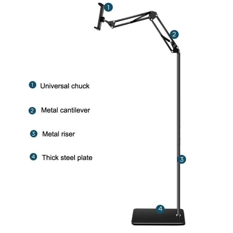135cm Mobile Phone Tablet Live Broadcast Bedside Lifting Bracket Floor Model (White) - Lazy Bracket by PMC TechLife | Online Shopping South Africa | PMC TechLife