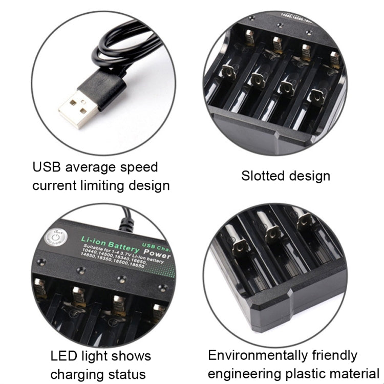 BMAX 18650 4.2V Lithium Battery USB Independent 4 Slot Charger(Colorful Box) - Charger & Converter by BMAX | Online Shopping South Africa | PMC TechLife