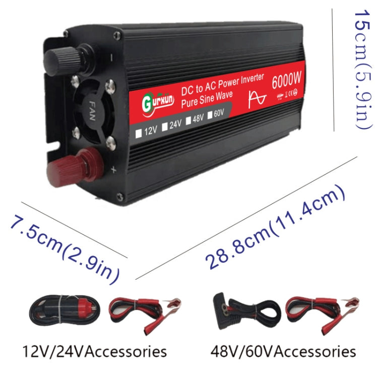 Gurxun 6000W High Power Sine Wave Inverter With Single Digital Display, Specification: 12V-220V - Pure Sine Wave by Gurxun | Online Shopping South Africa | PMC Jewellery | Buy Now Pay Later Mobicred