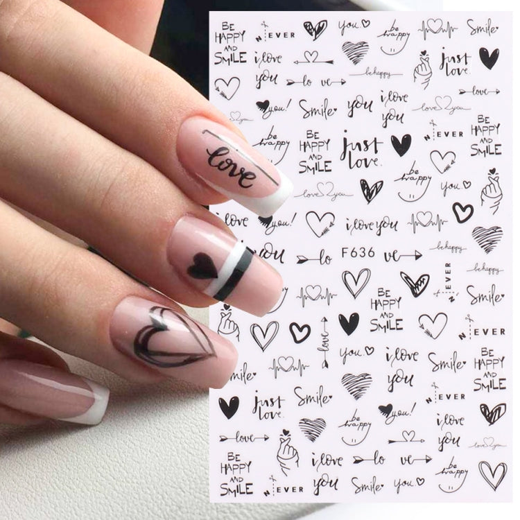 10 PCS Cartoon Heart Letters Comic Character Nail Art Sticker 3D Adhesive Nail Stickers(F637) - Nail Stickers by PMC Jewellery | Online Shopping South Africa | PMC Jewellery